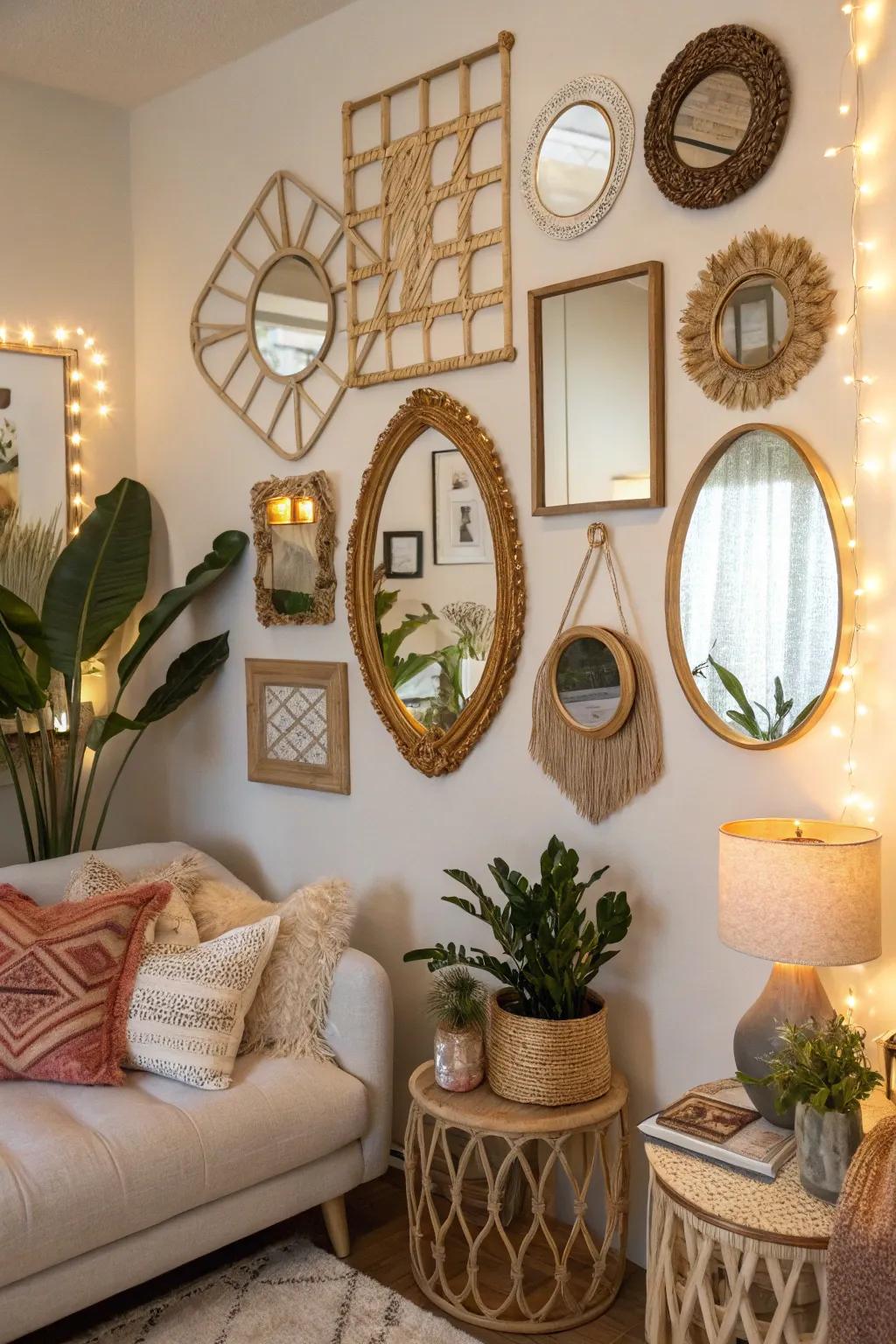 A gallery of reflections appends dimension and glam to the design.