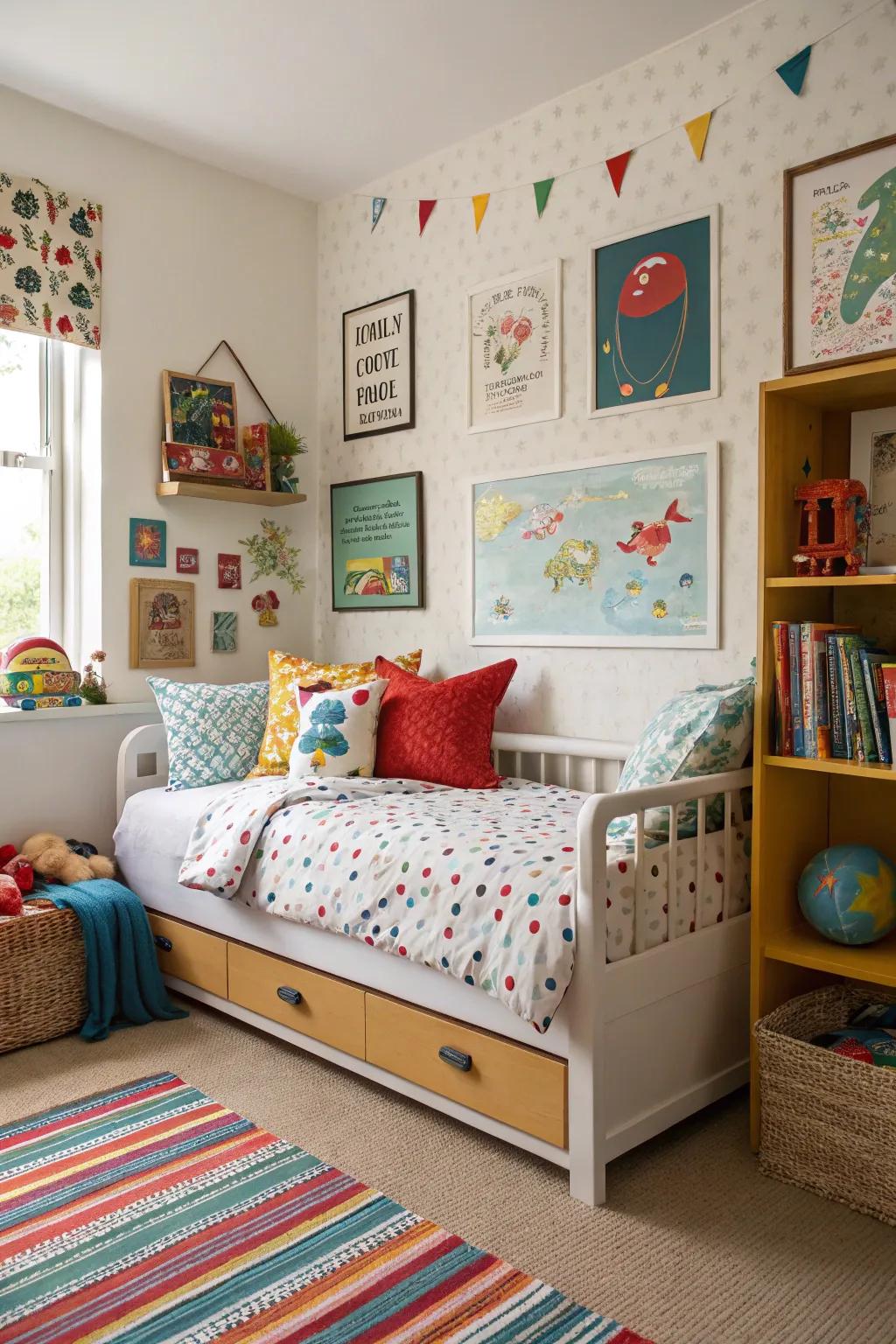 Invigorate a boy's room with patterns that are fun and energetic.
