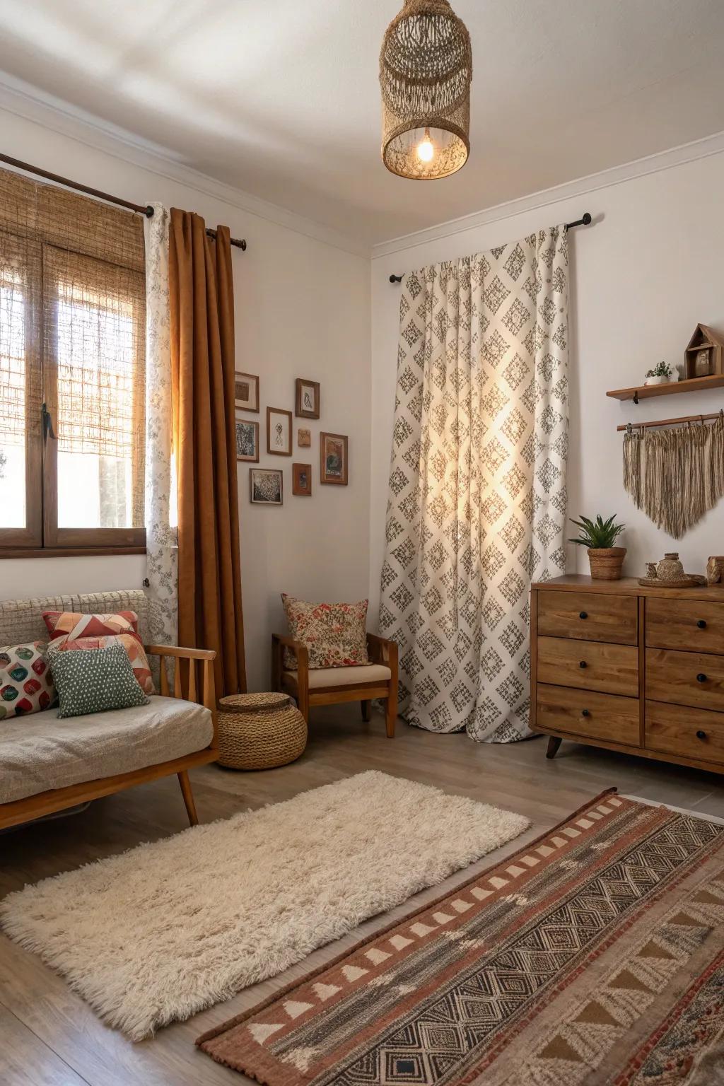 Mixing textures adds warmth to the room.