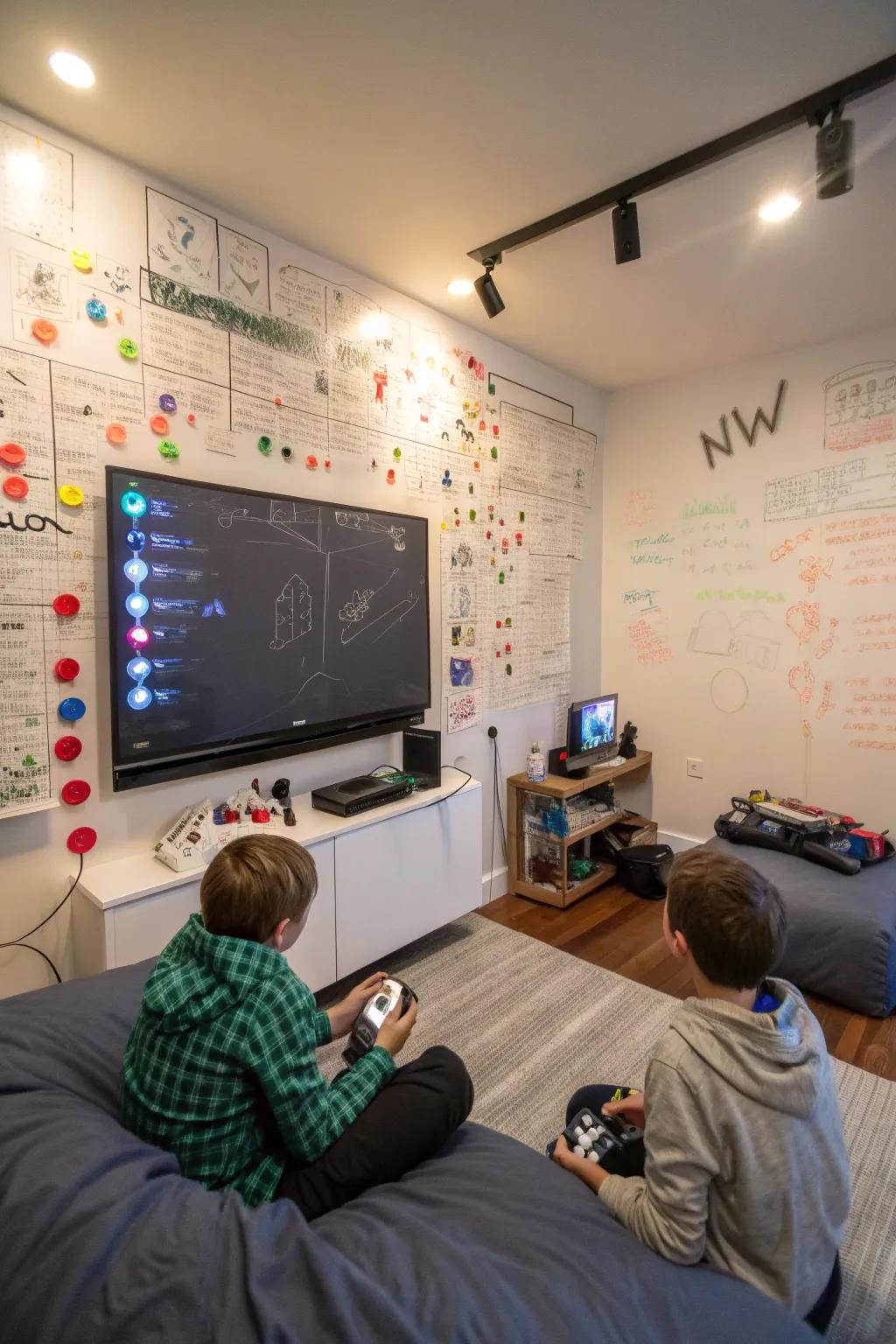 A whiteboard wall sparks creativity and planning.