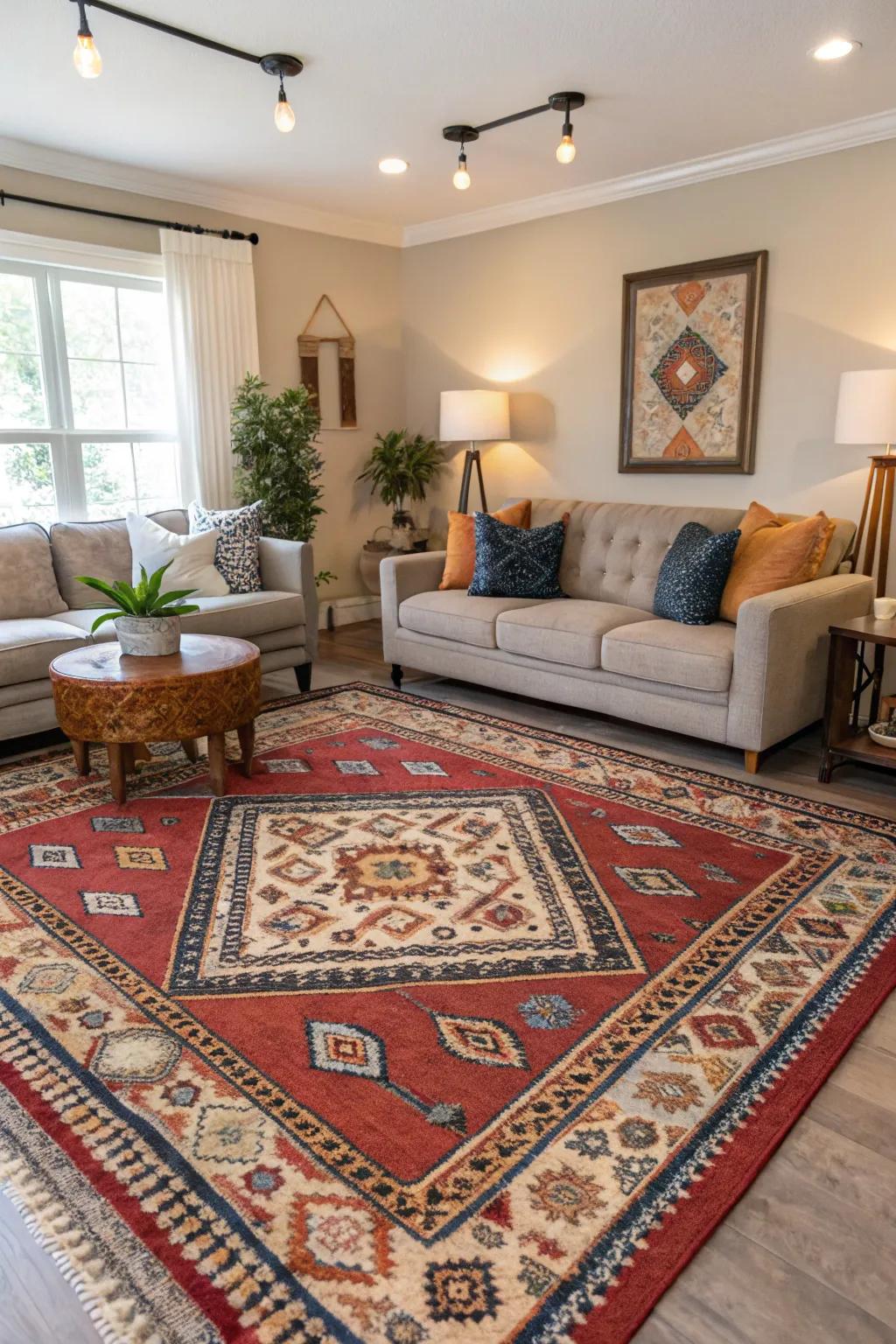 A focal covering can be the centerpiece of your living area design.