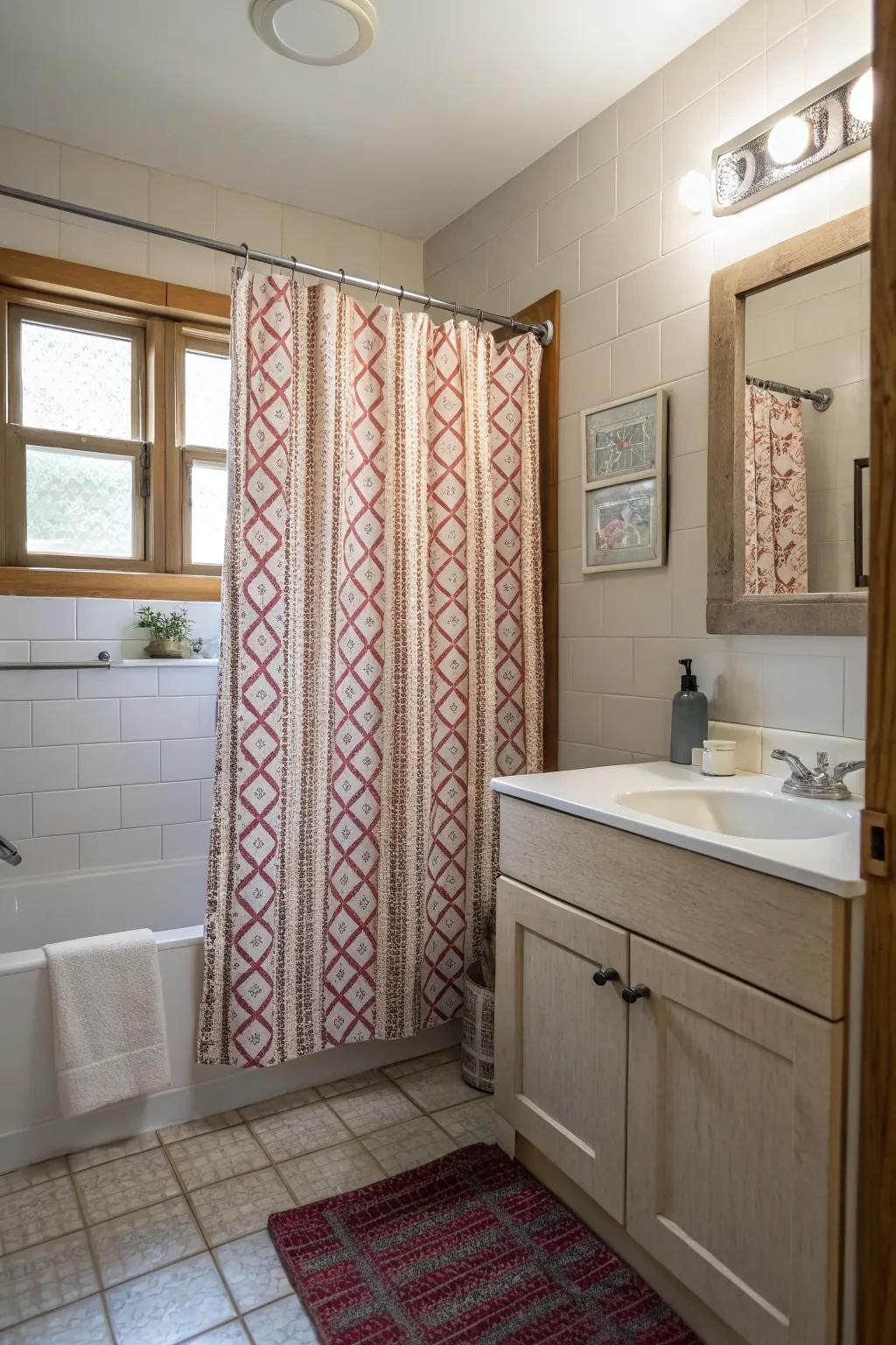 Shower curtains offer style and cost savings compared to glass doors.