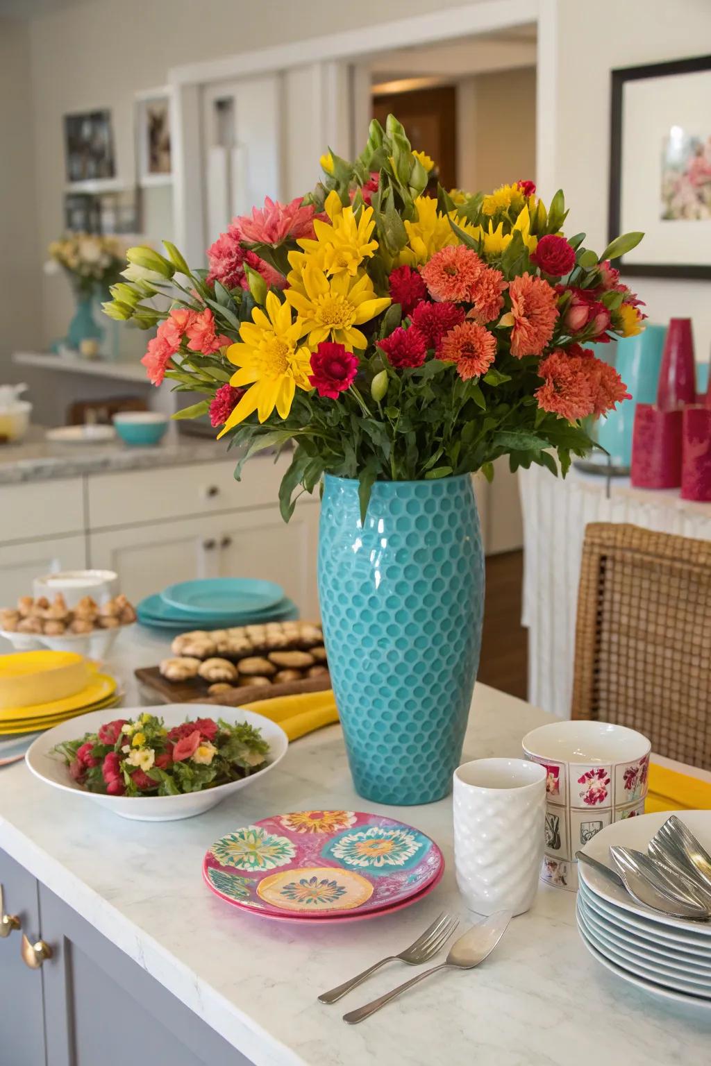 A pop of color brings the room to life.