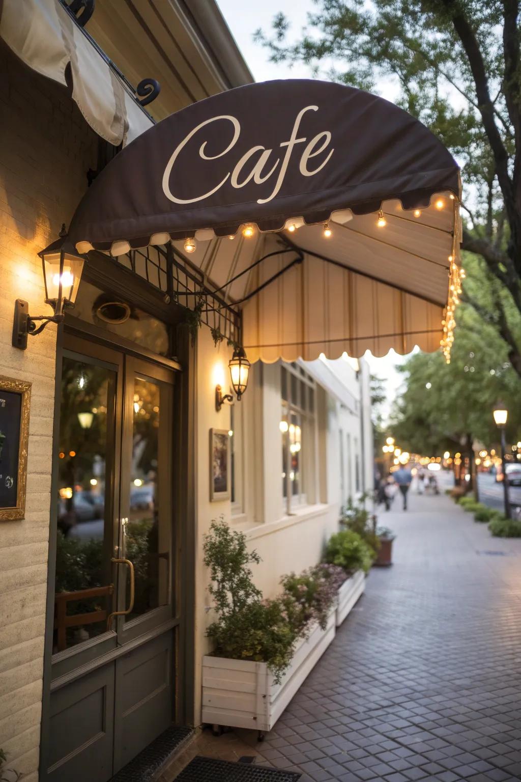 Canvas shield signs provide both shelter and style.