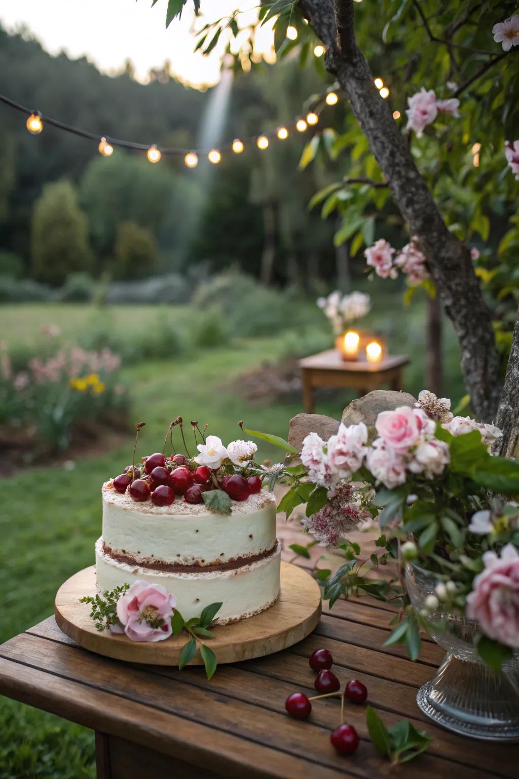 A cherry blossom cake that welcomes the beauty of spring.