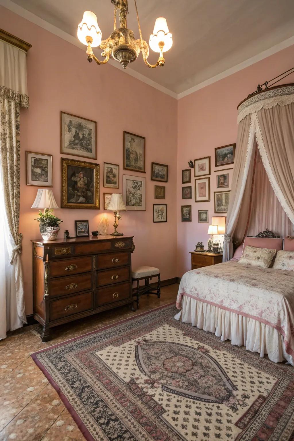 Faded rose walls can offer coziness and a vintage feel.