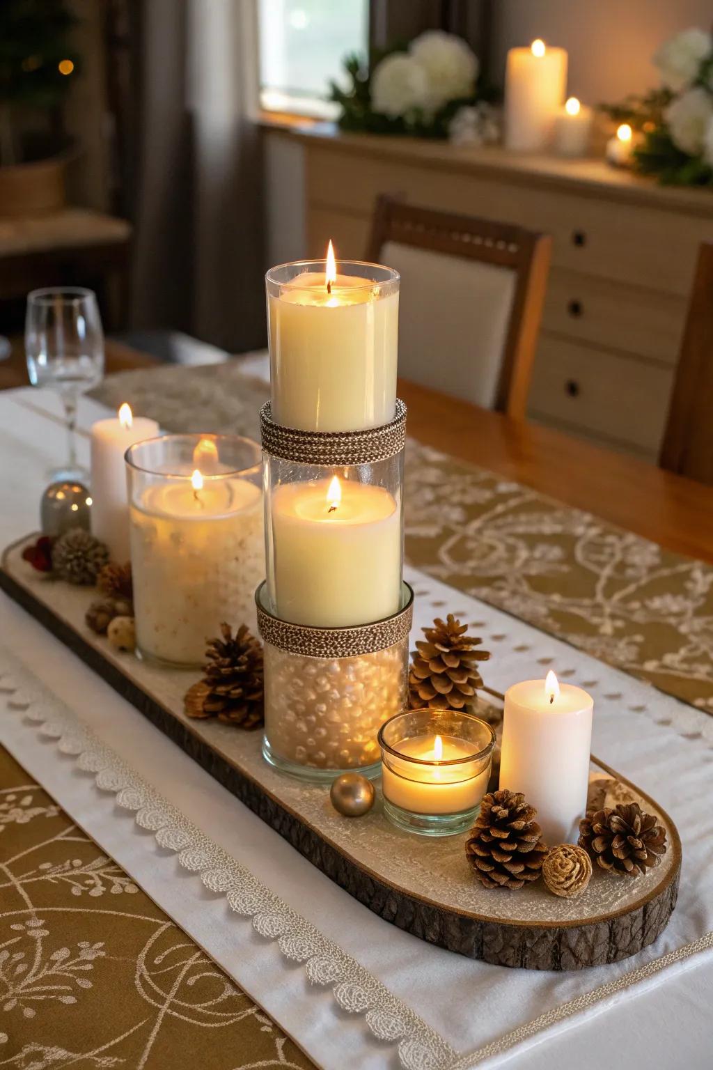 A table runner binds your candle display together.