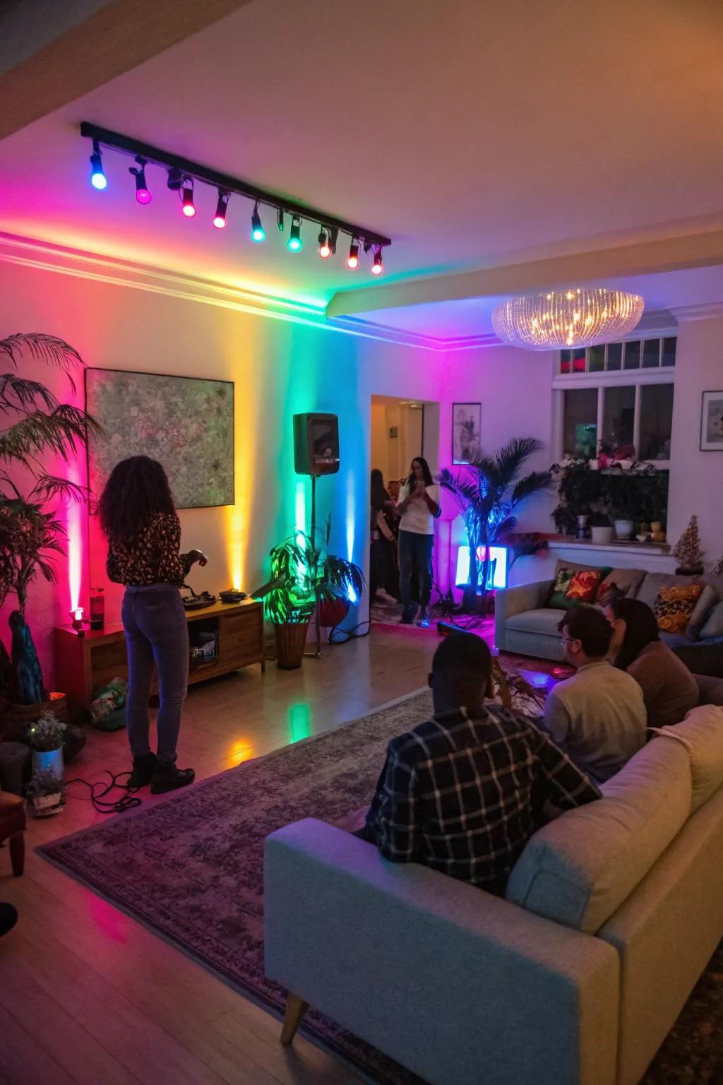 Bright LED lights add a colorful glow to your fairground party.