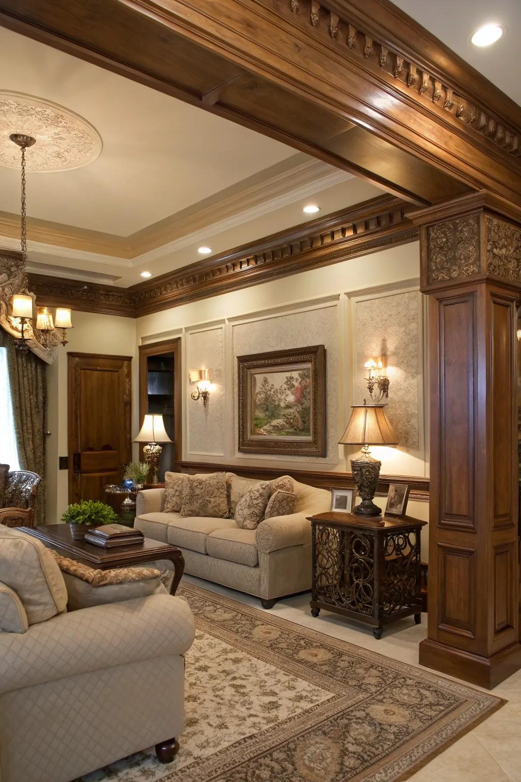 Incorporate warmth and elegance through dyed timber crown detail.