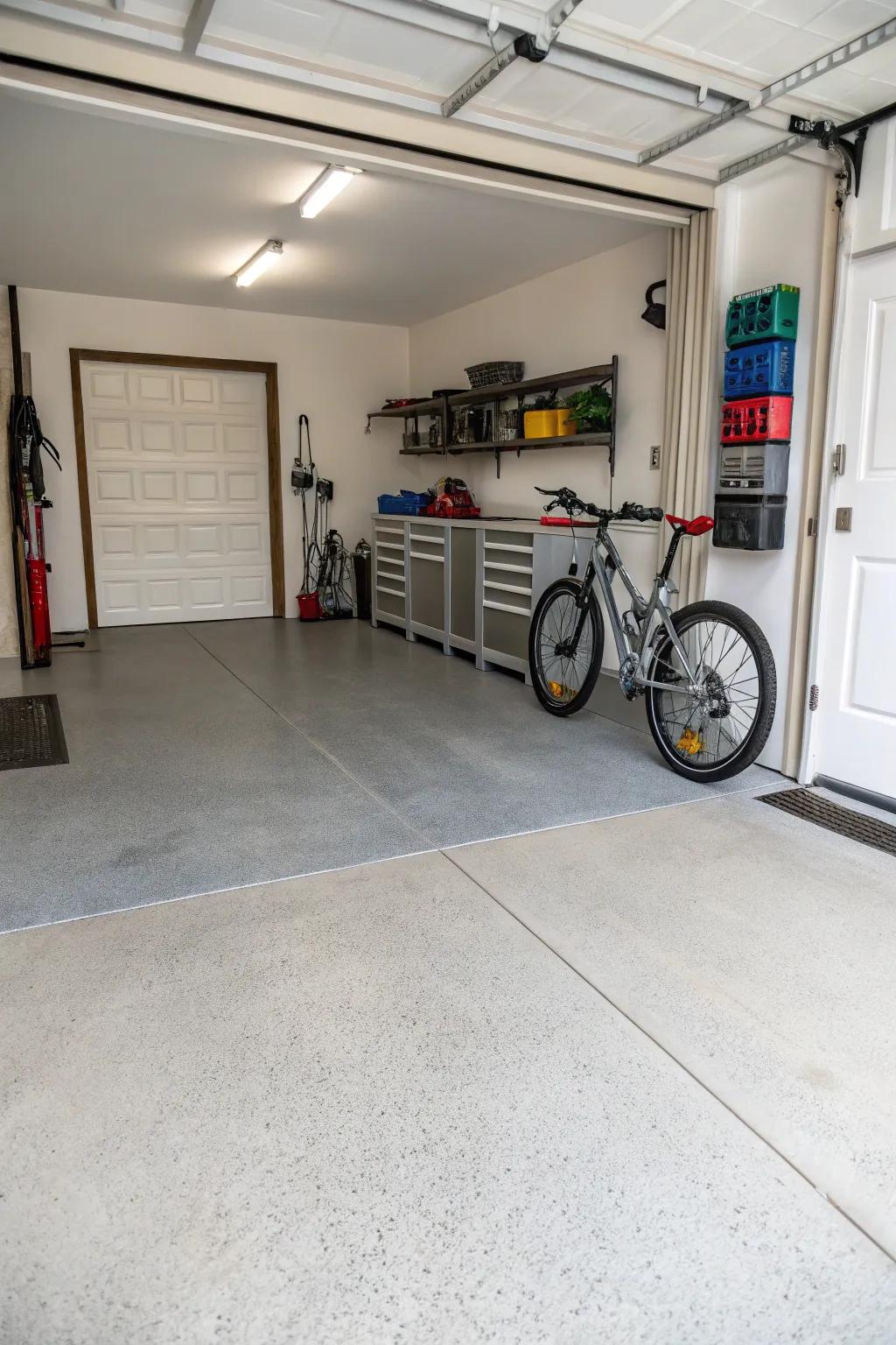 Painted concrete: a splash of color for functional areas.