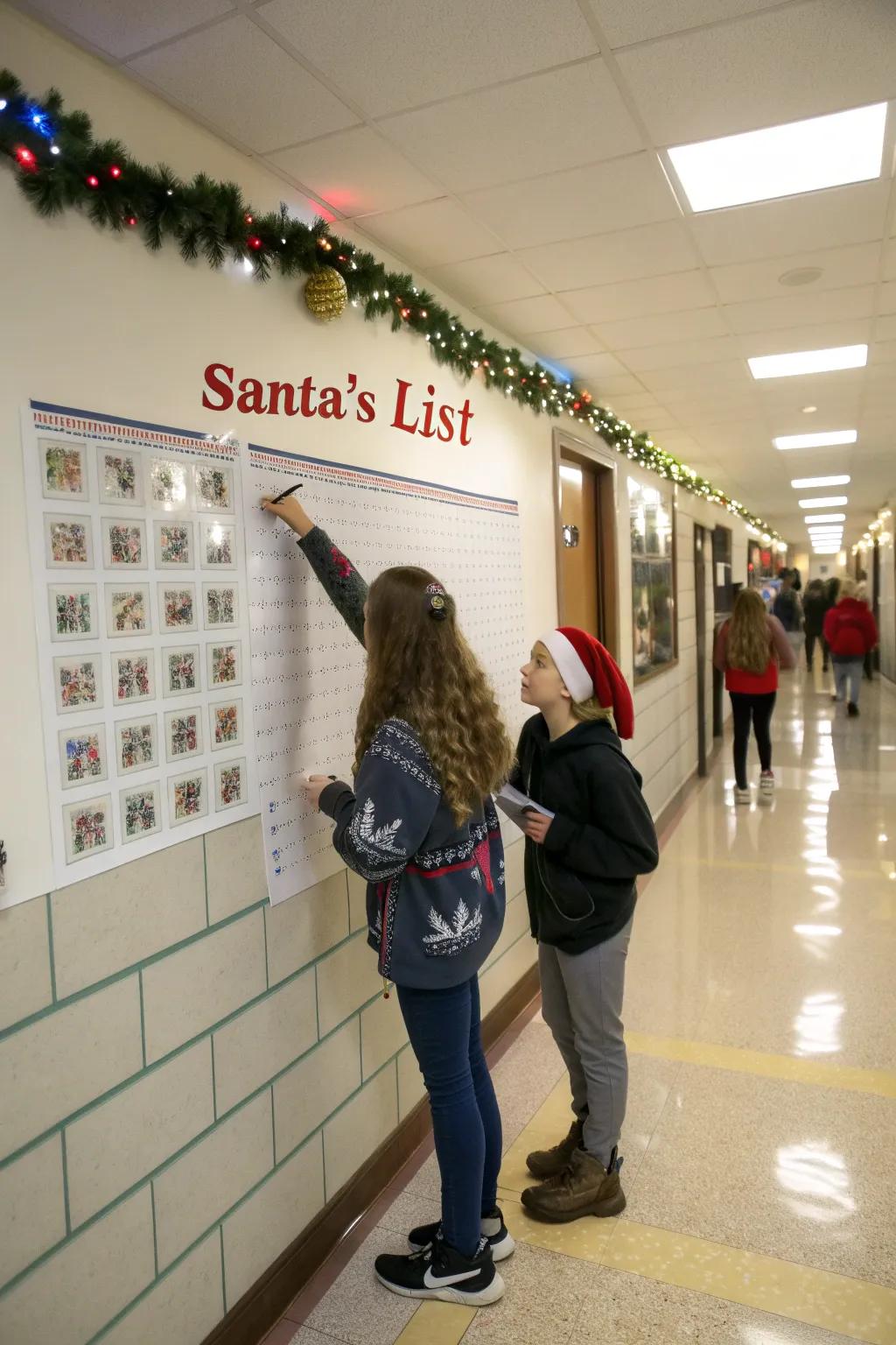 Motivate positivity through a participatory Saint Nick's Compendium in the hallway.