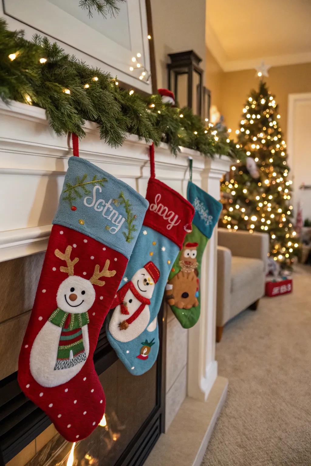 Holiday characters such as reindeer and snowmen delight children and adults alike.