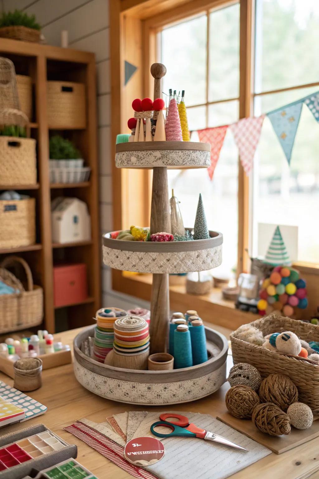 DIY crafts append a personal nuance to this festive stand.