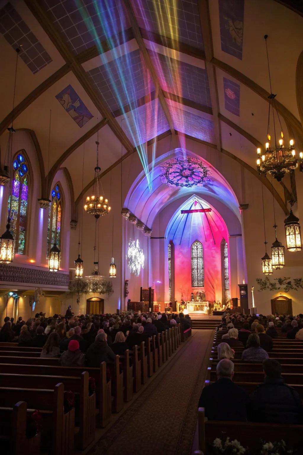 Interactive lighting displays for engaging church services.