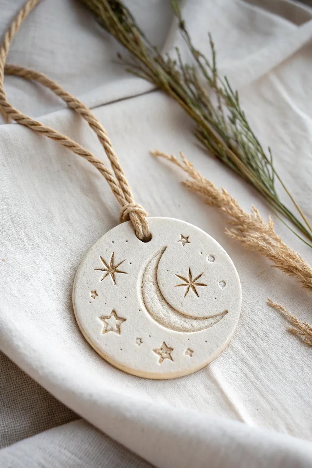 Fantasize about distant realms with this cosmic clay ornament, where Scandinavian minimalism encounters free-spirited charm.