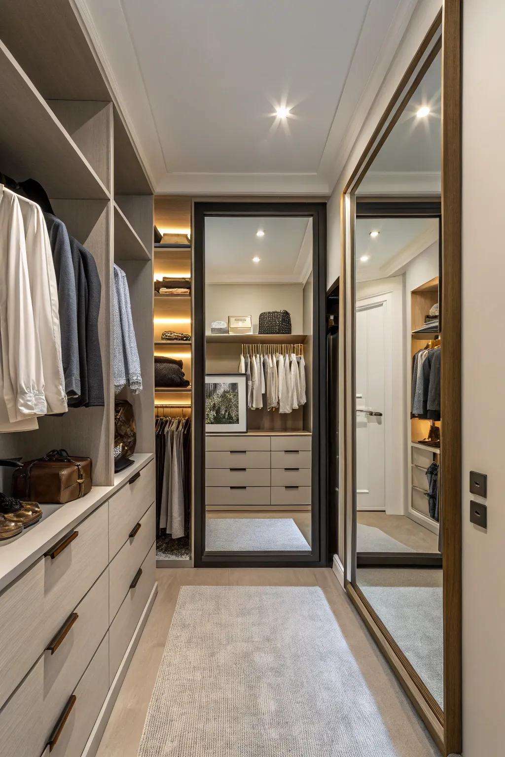 A mirror not only enhances function but also creates a sense of spaciousness.