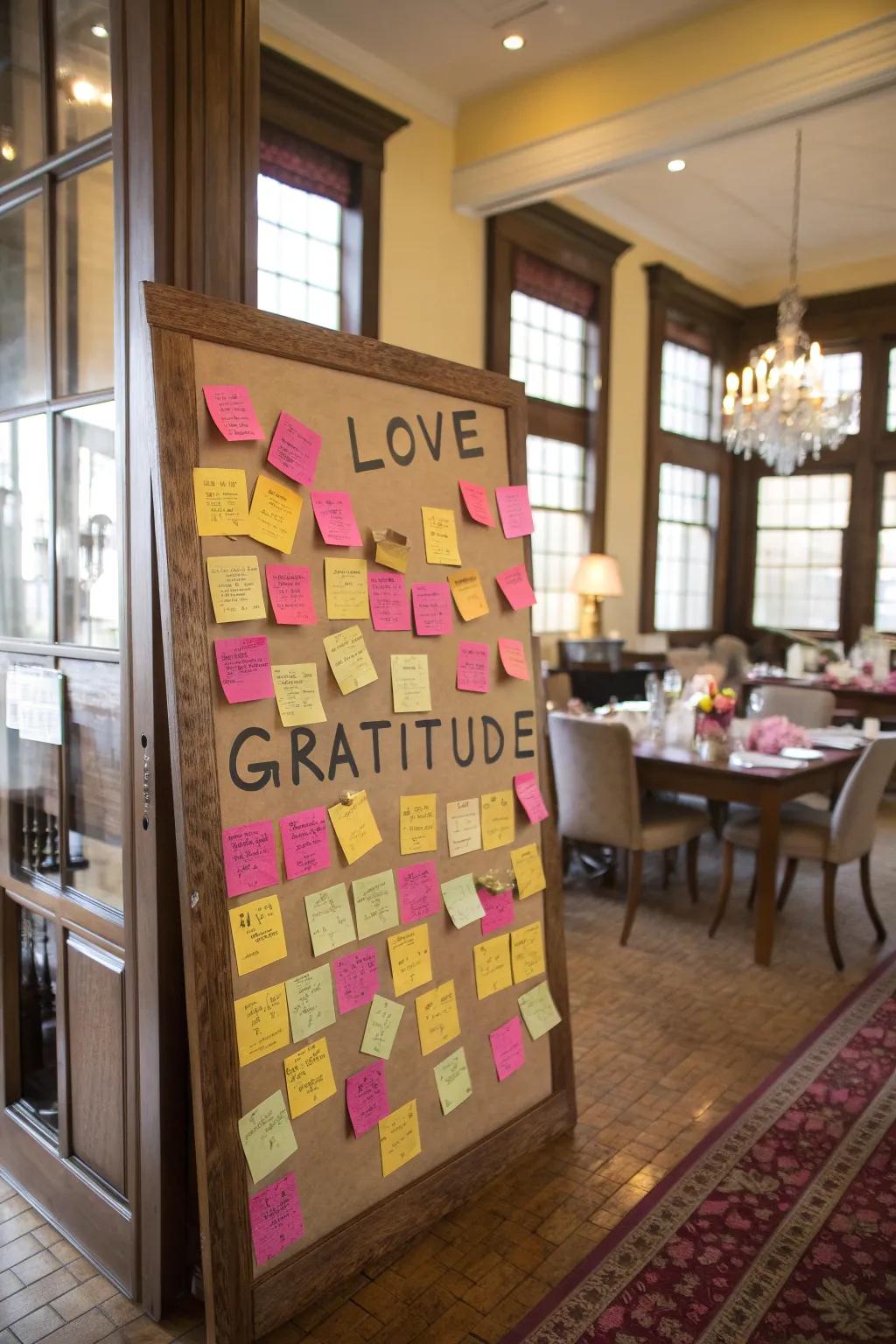 An adoration and thankfulness board nurturing family connections.