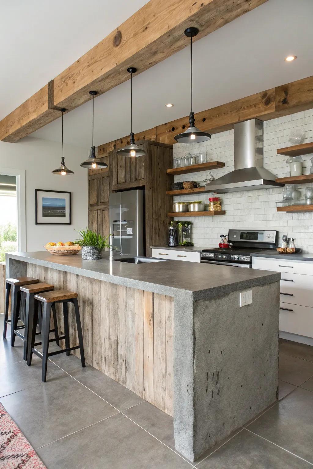 Incorporating uncommon materials introduces a surprising element to the kitchen&rsquo;s design.