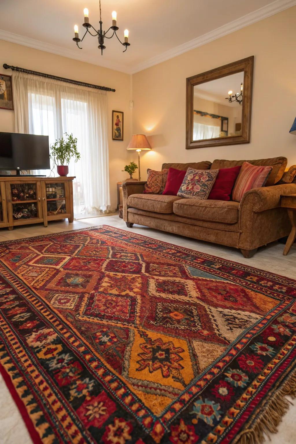 Standout rugs add texture and warmth to your living room.