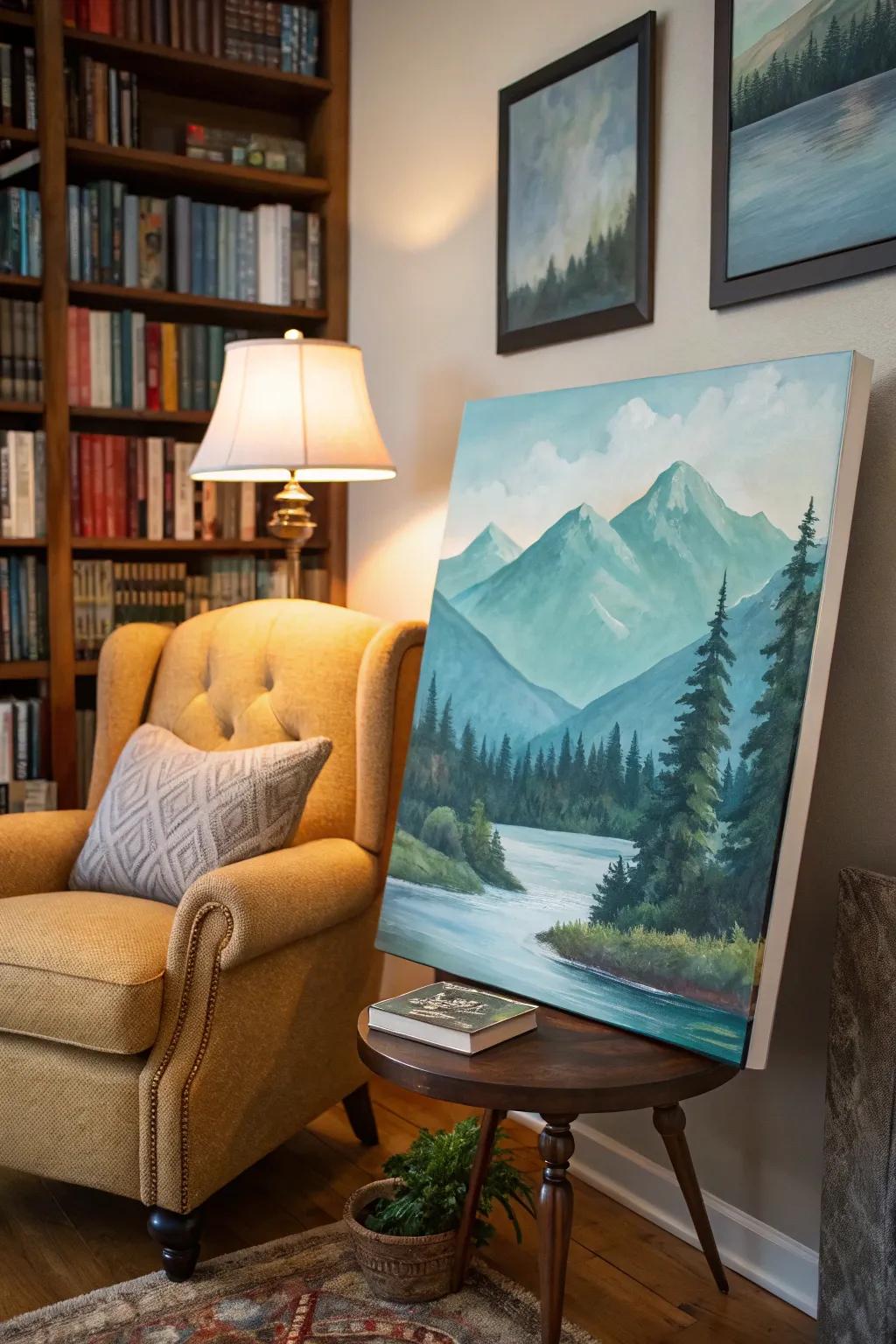 Mountain vistas convey a sense of tranquility to any space.