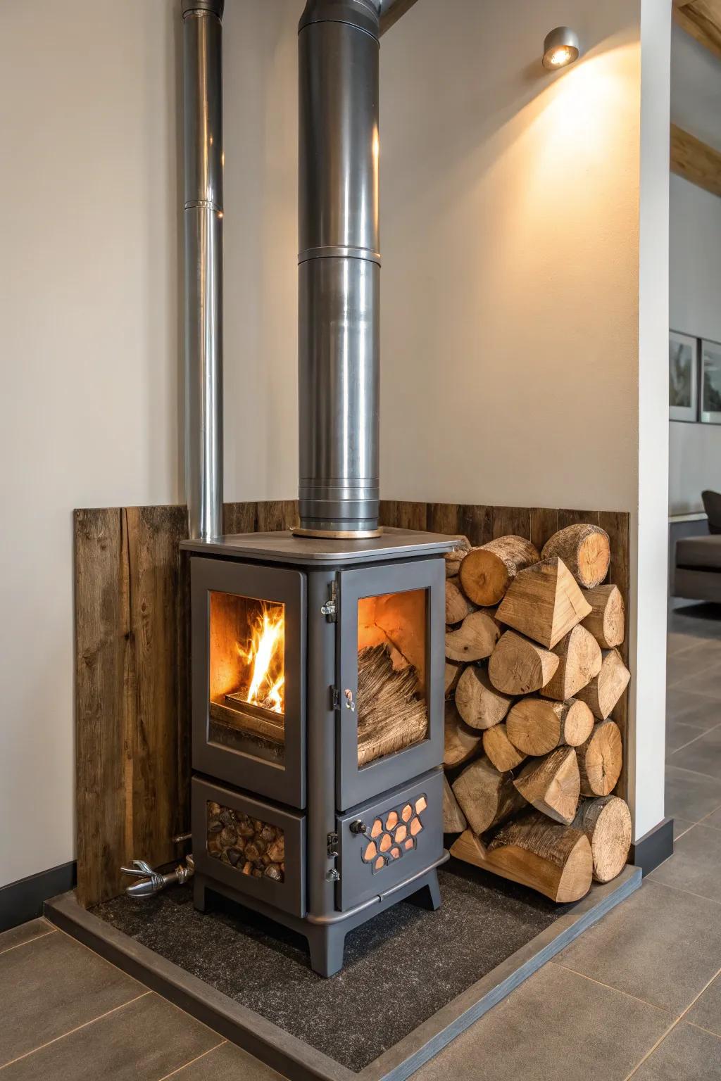 Industrial metal adds a modern touch to your appliance corner.