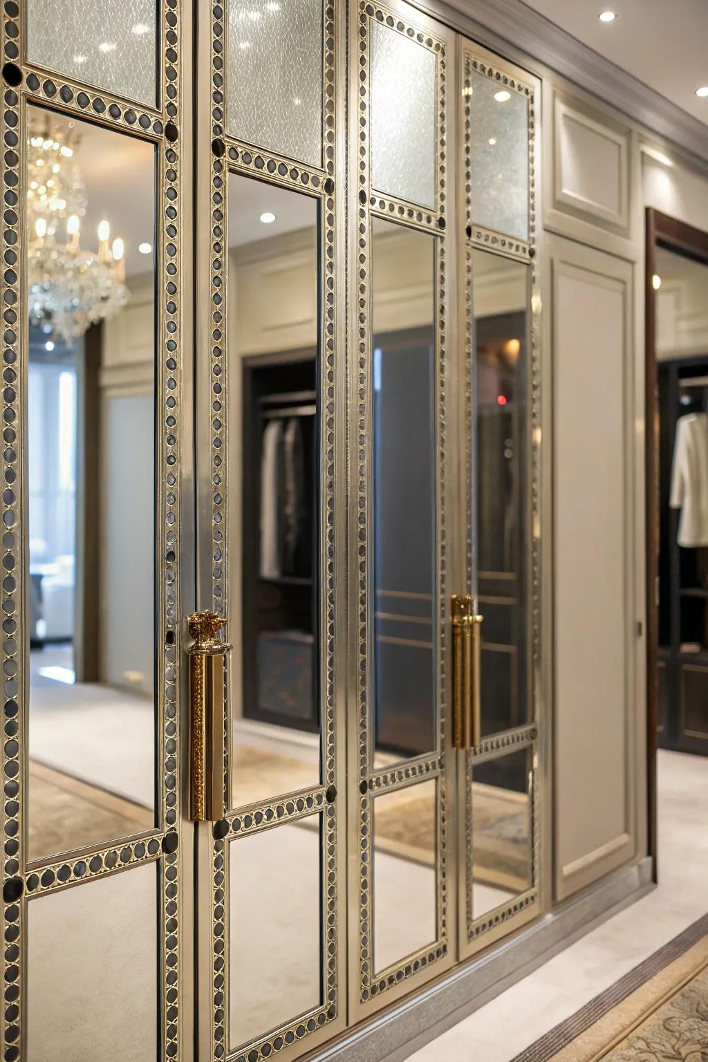 Metallic highlights append glamour and initiate a daring declaration.
