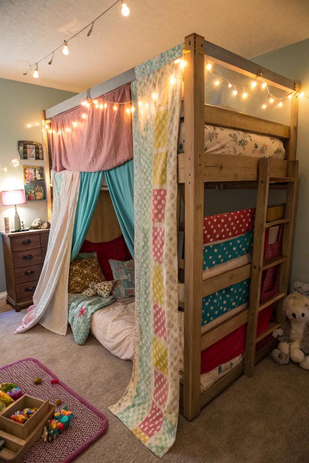 A creative raised fort that makes the most of space and fun.