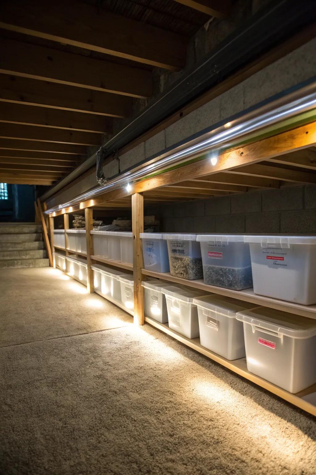 Keep things tidy with under-shelf illumination.