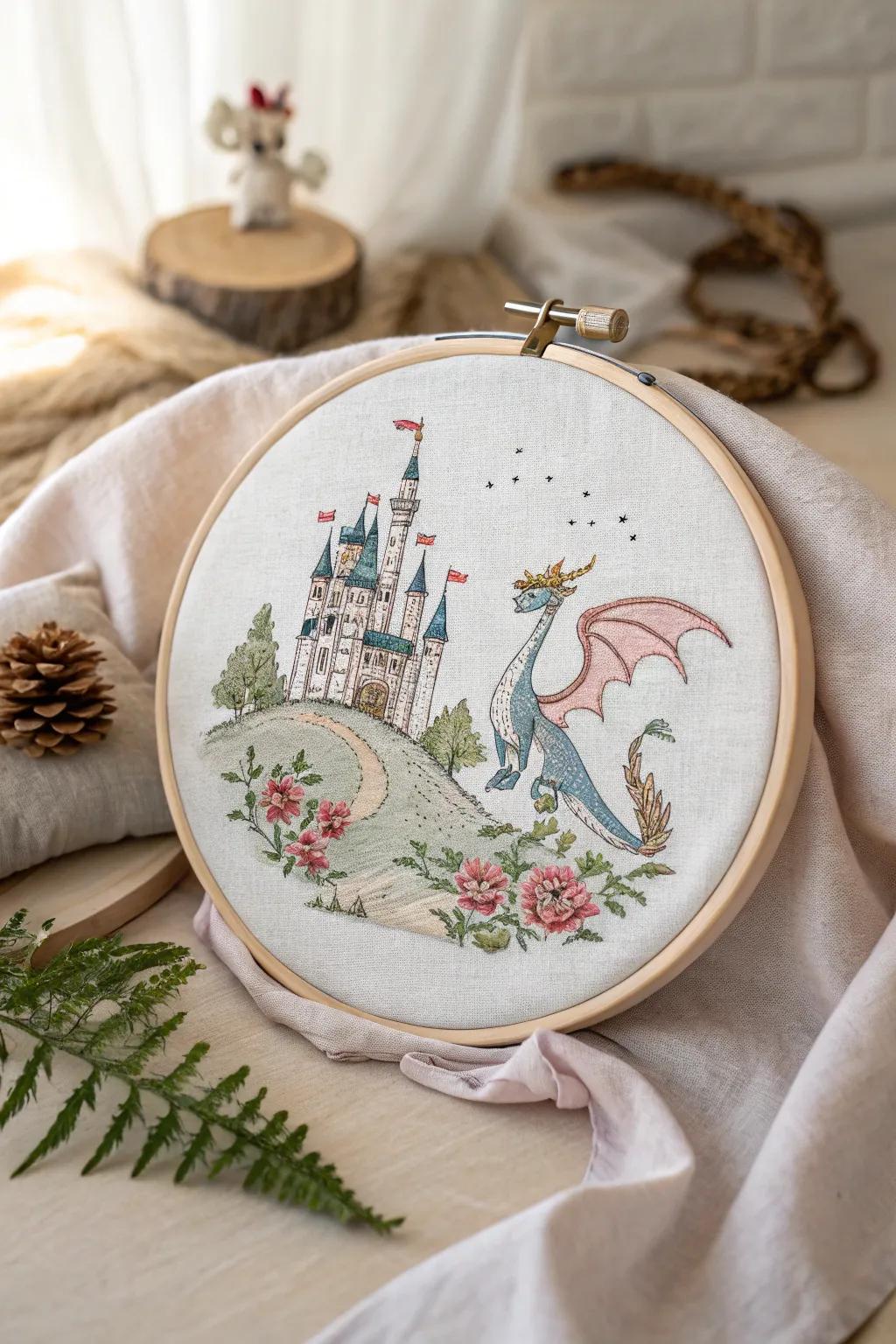 Fill your area with storybook magic&mdash;a cross stitch masterpiece that tells a whimsical story.