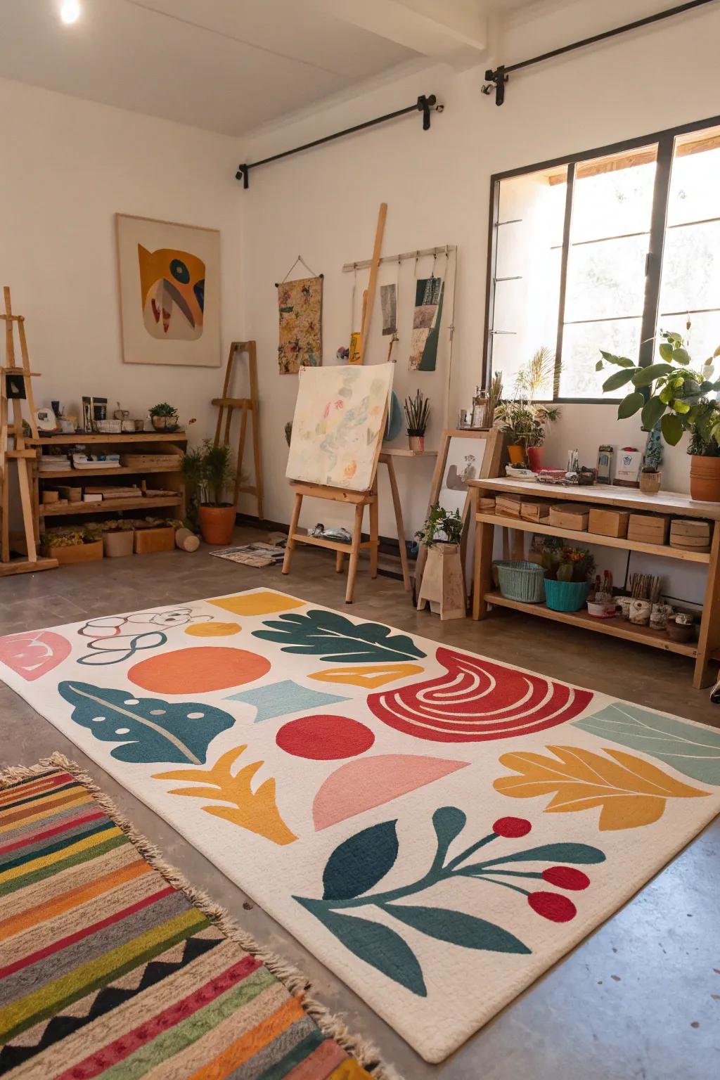 Bespoke painted rugs allow for personal expression and ingenuity.