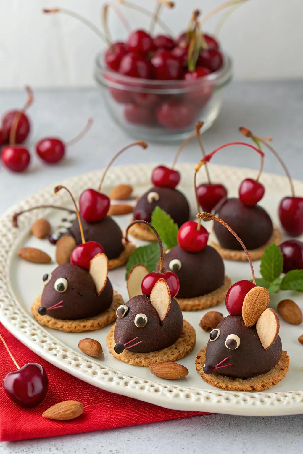 Whimsical cherry rodents that are sure to charm your visitors.
