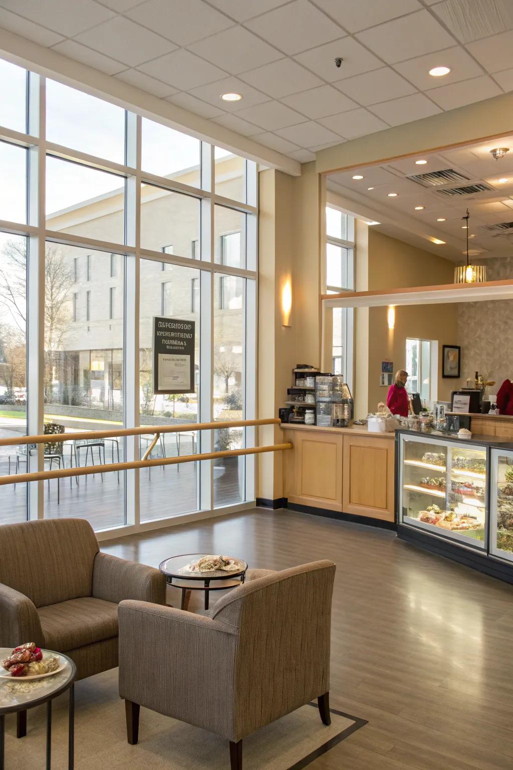 A mini caf&eacute; creates a welcoming community hub.