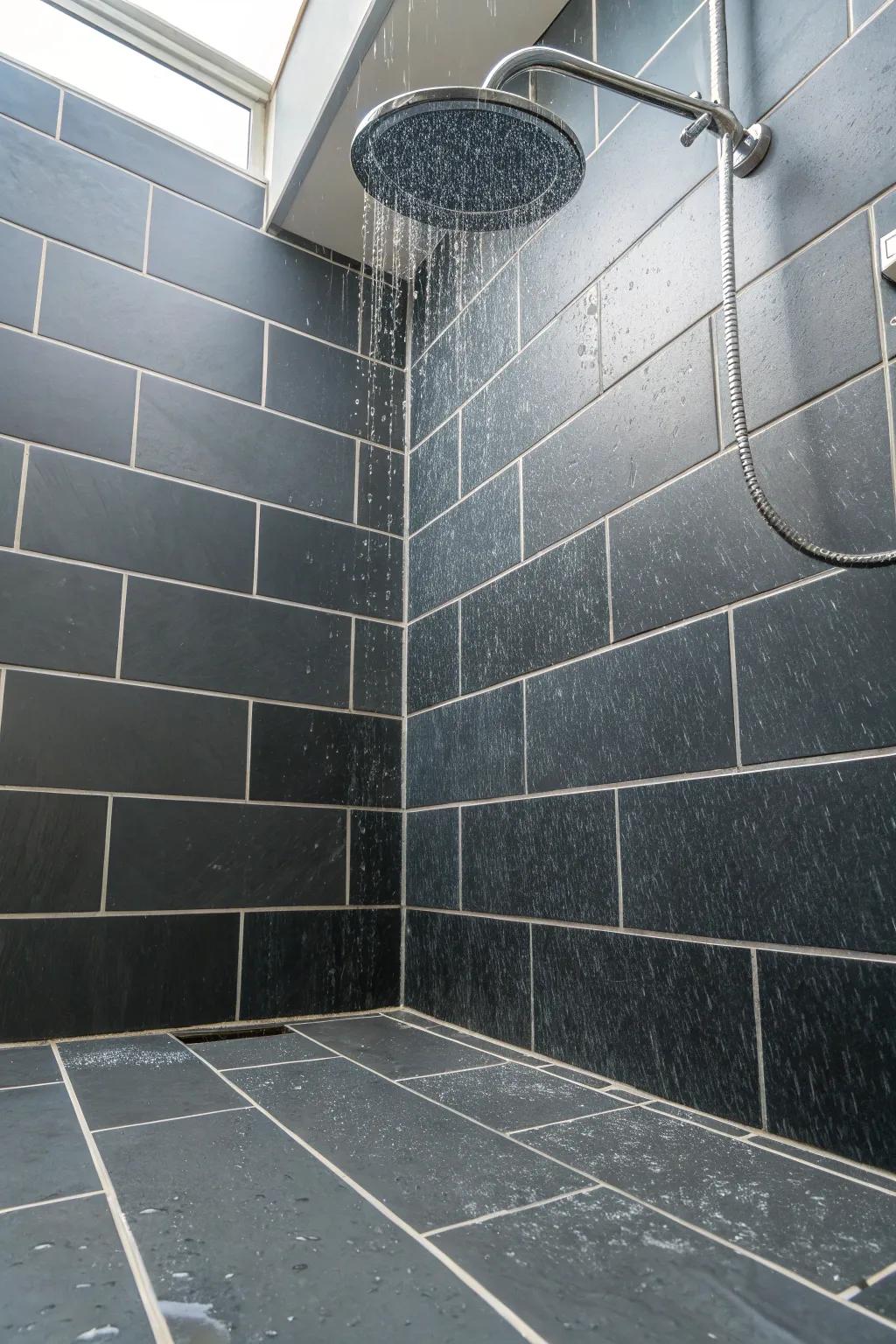 Continuity between floor and wall panes enhances the unity of the space.