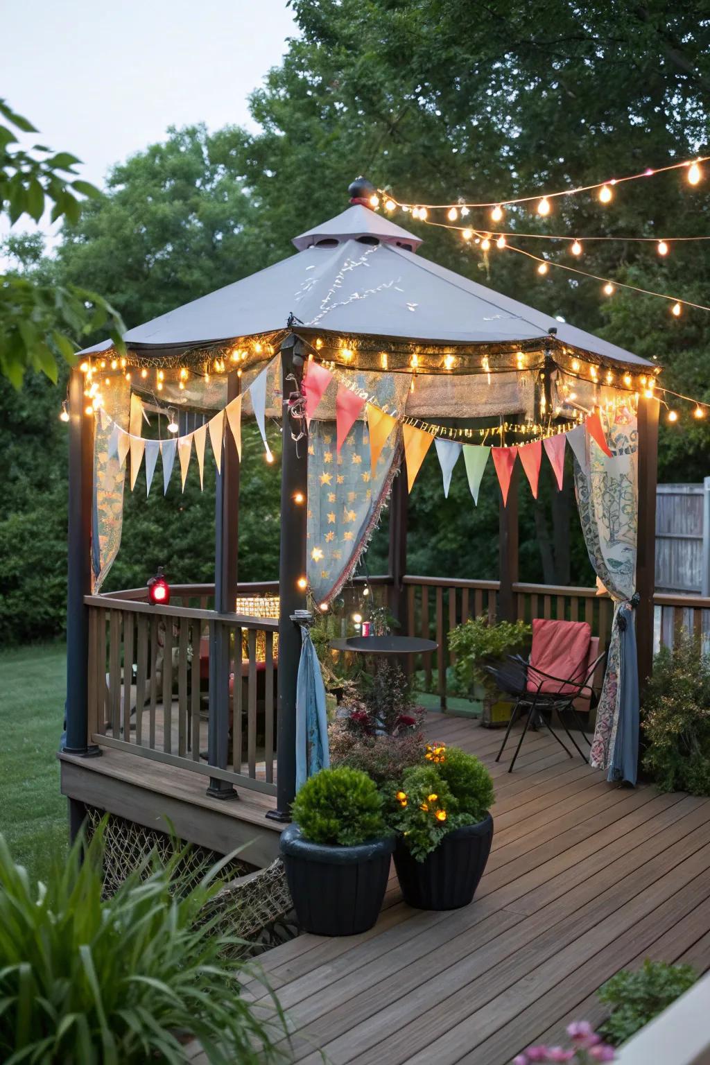 Pop-up gazebos add instant charm and shelter.