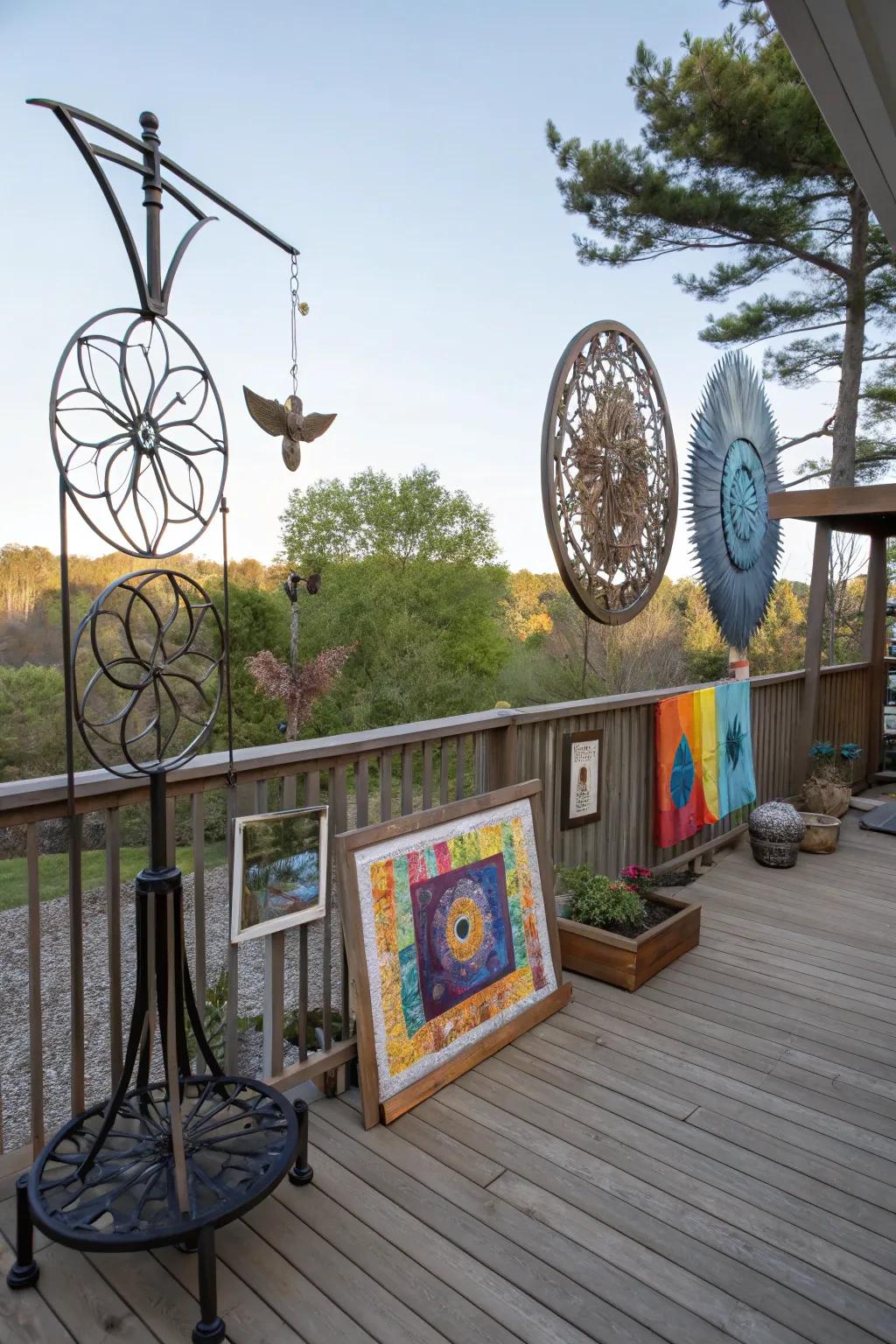 Exterior art pieces append personality and visual interest to your deck.