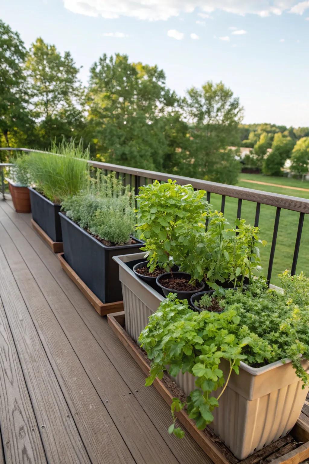Make tending herbs easy using automatic watering herb containers.