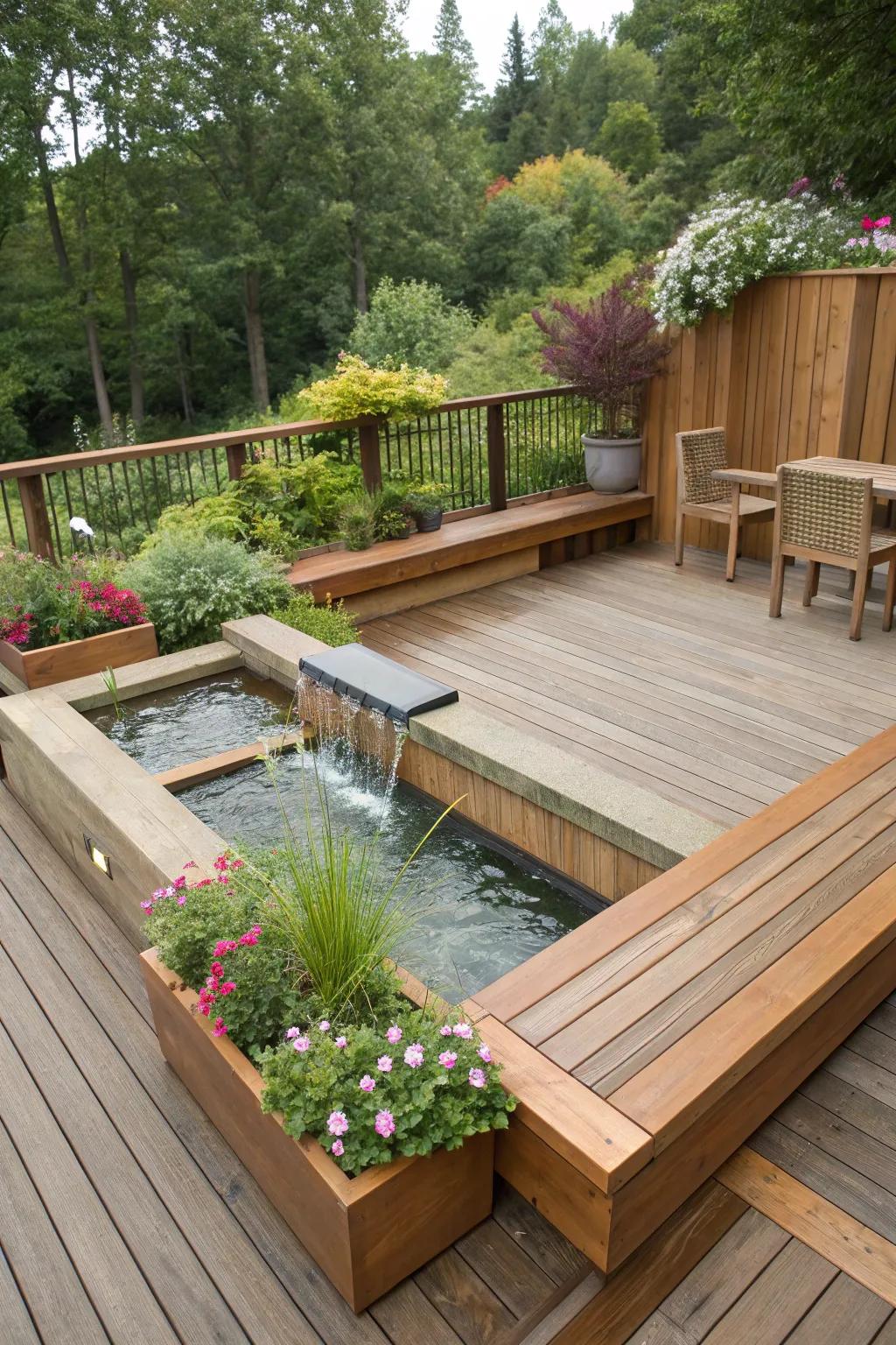 Tranquility featuring water features and greenery.