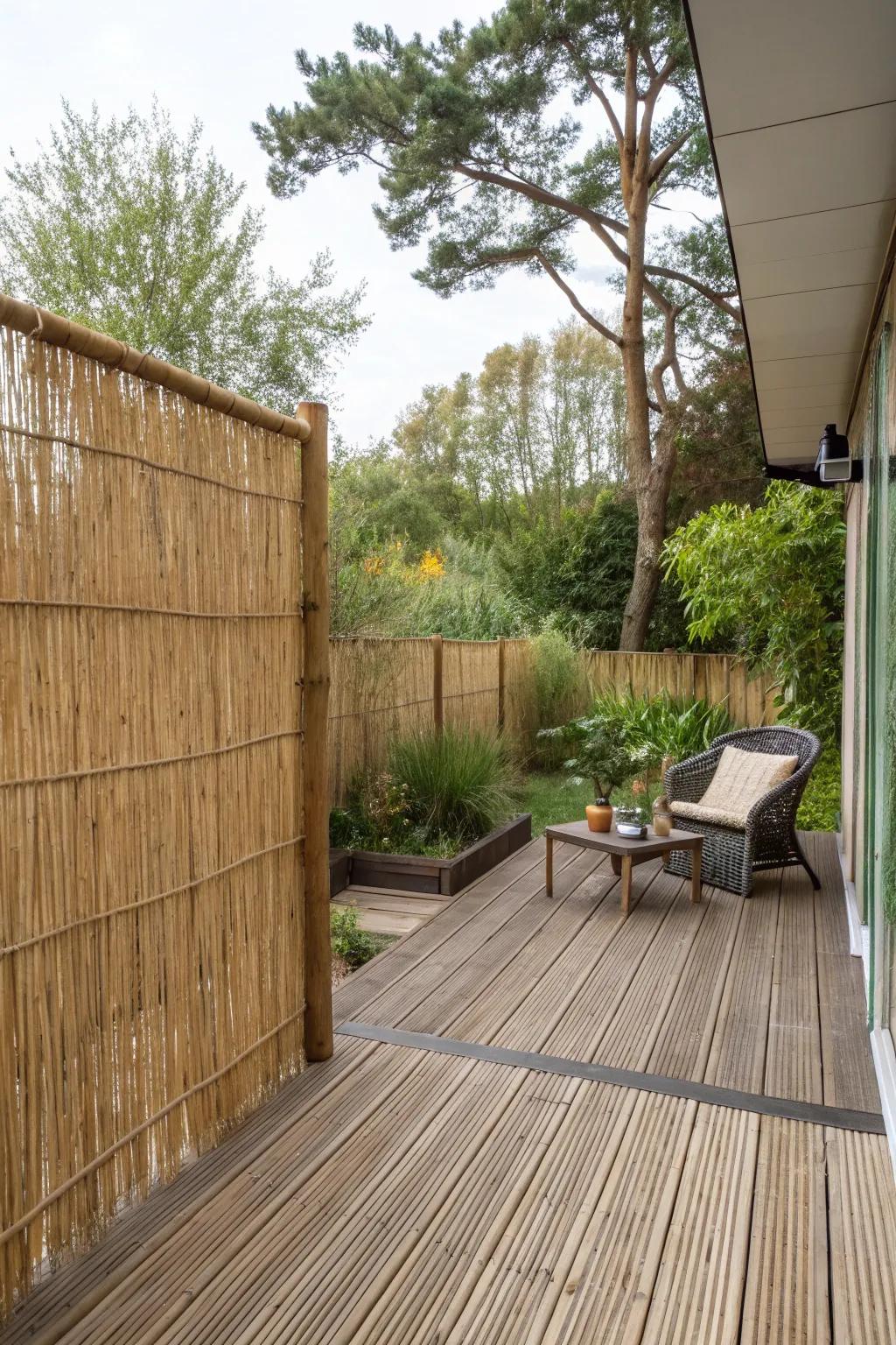 Choose eco-friendly privacy with reed fencing.
