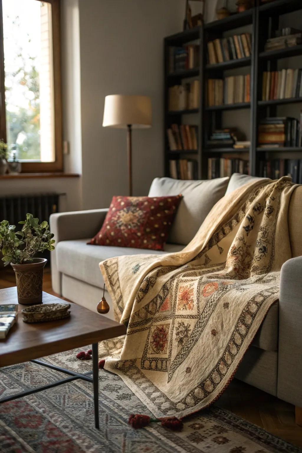 Overlapping textiles amplifies texture and comfort.