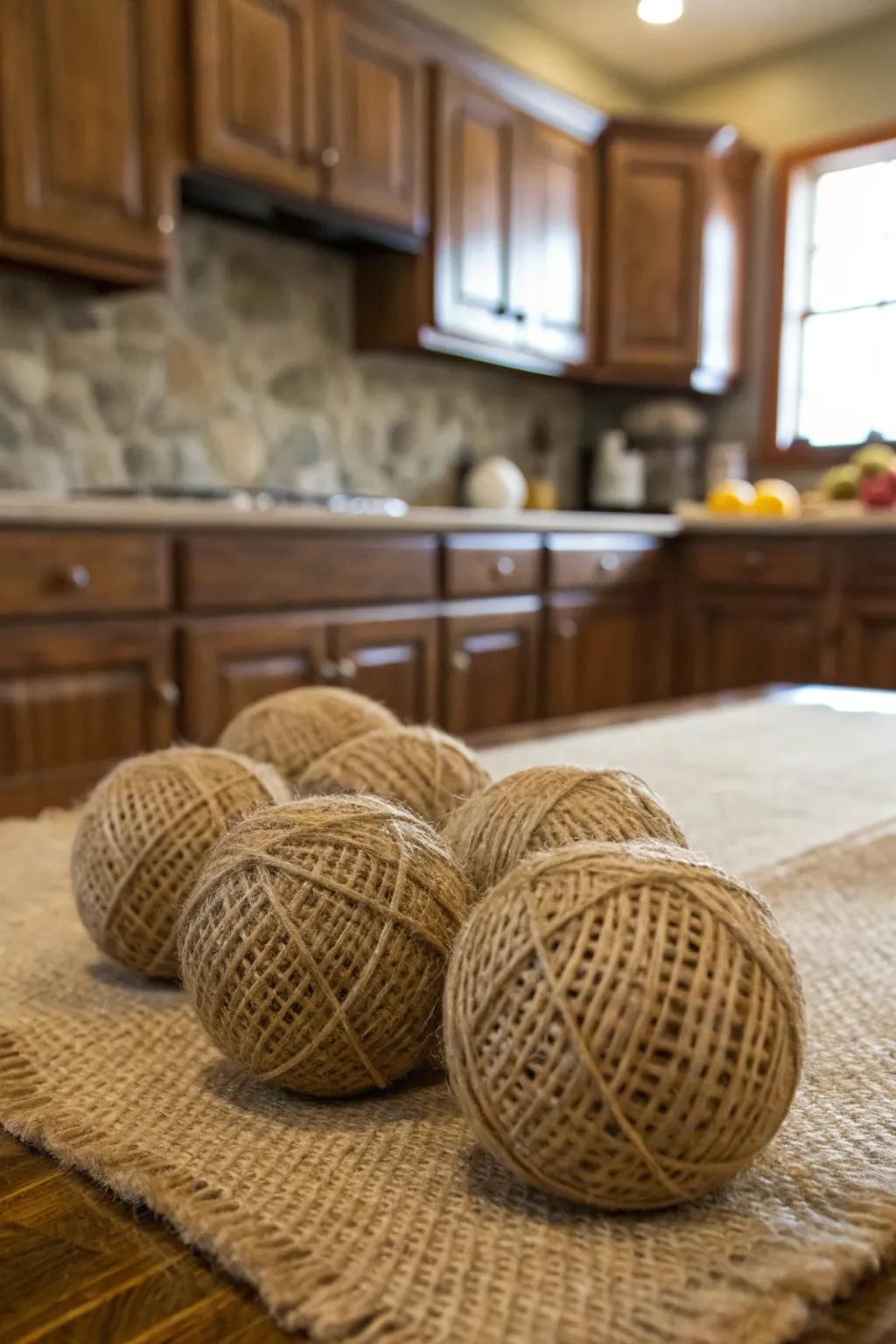 Burlap-enclosed orbs for a wild farmhouse hint
