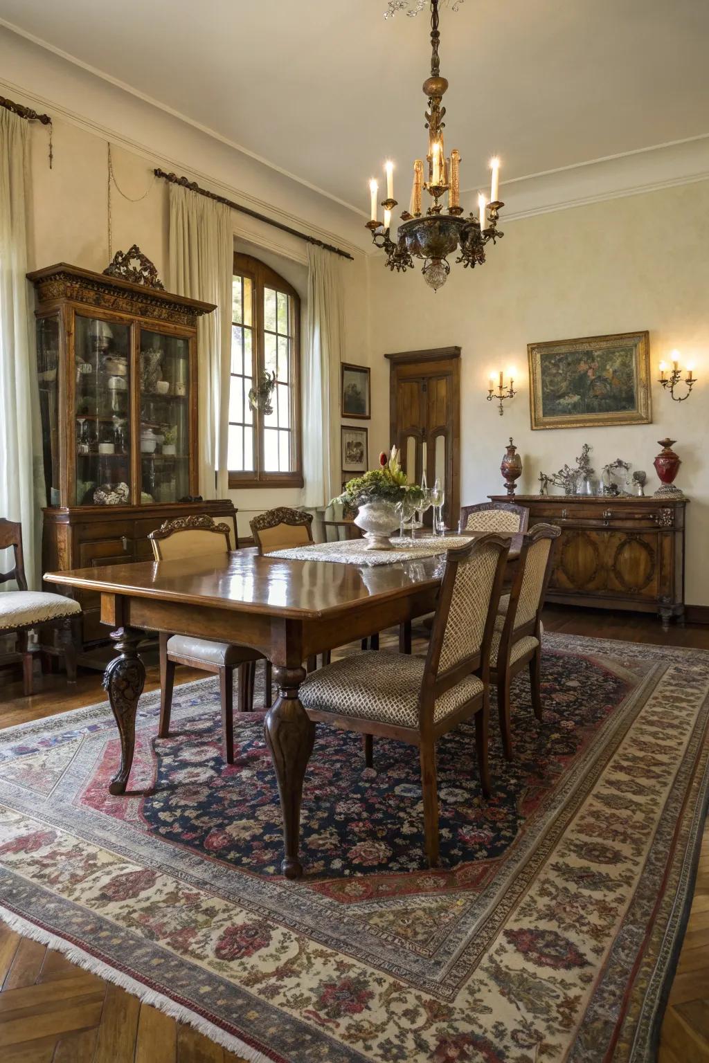 Add character with a retro style rug.