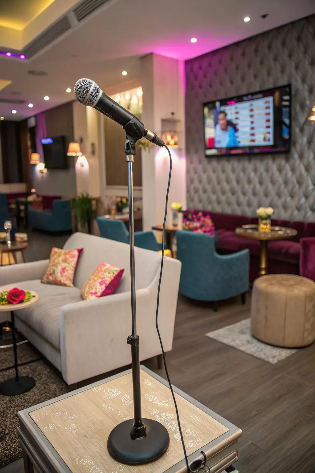 A karaoke corner encourages guests to express their inner disco singers for fun sing-alongs.