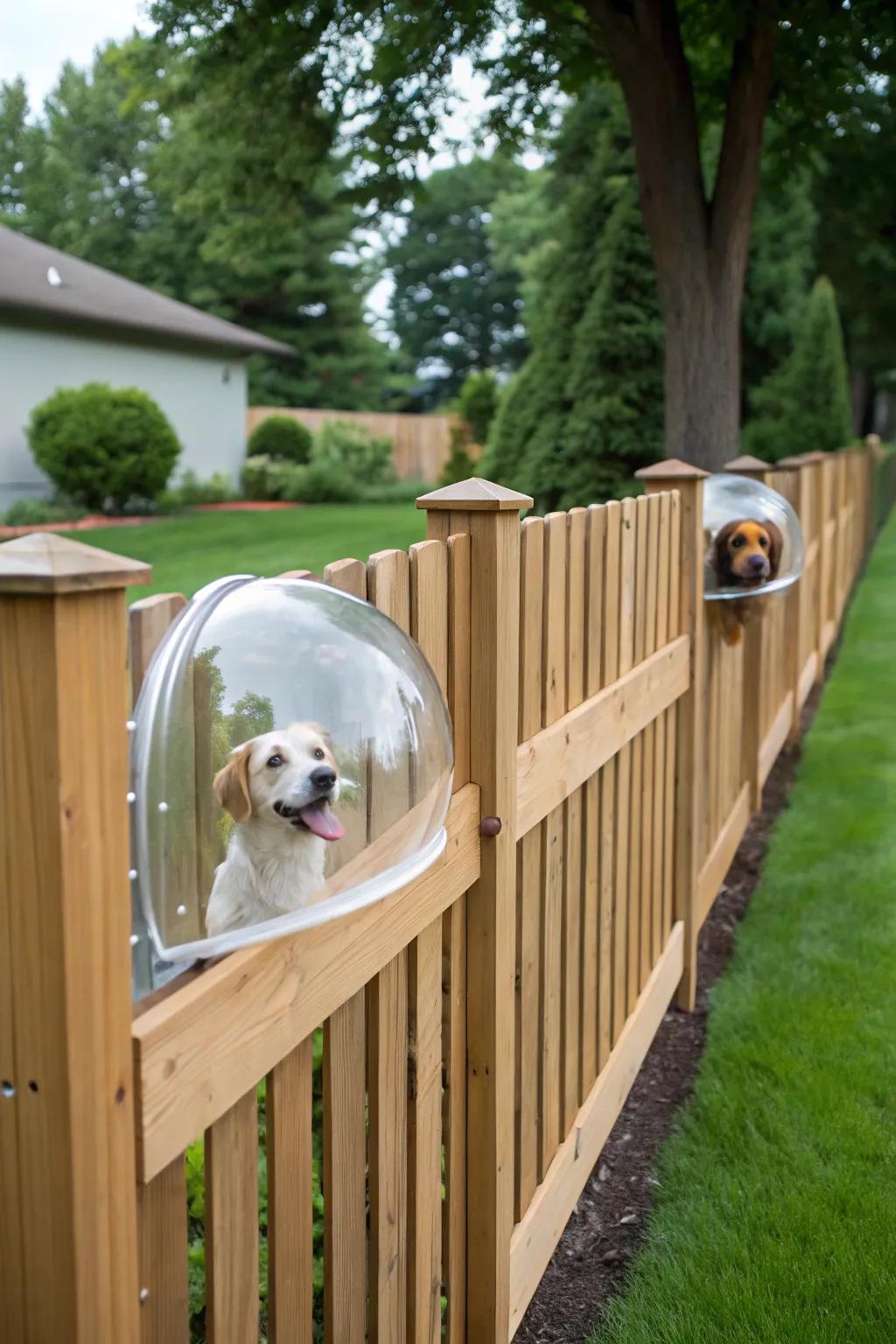 A lookout spot keeps curious dogs entertained.