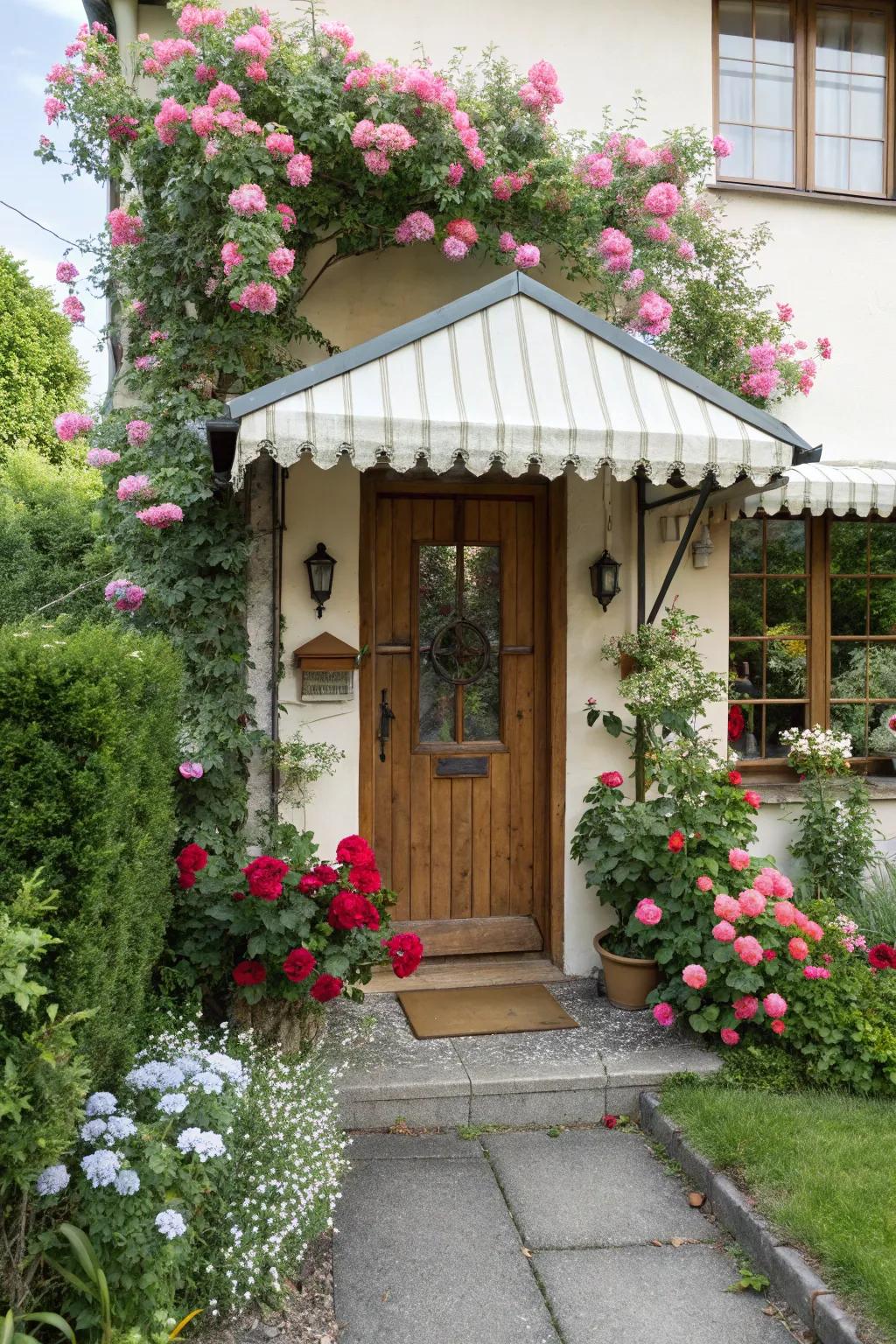 A country-style awning evoking a storybook charm.