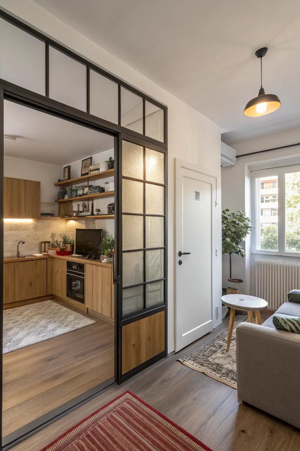 Combined doors offer versatile partitioning in cramped areas.