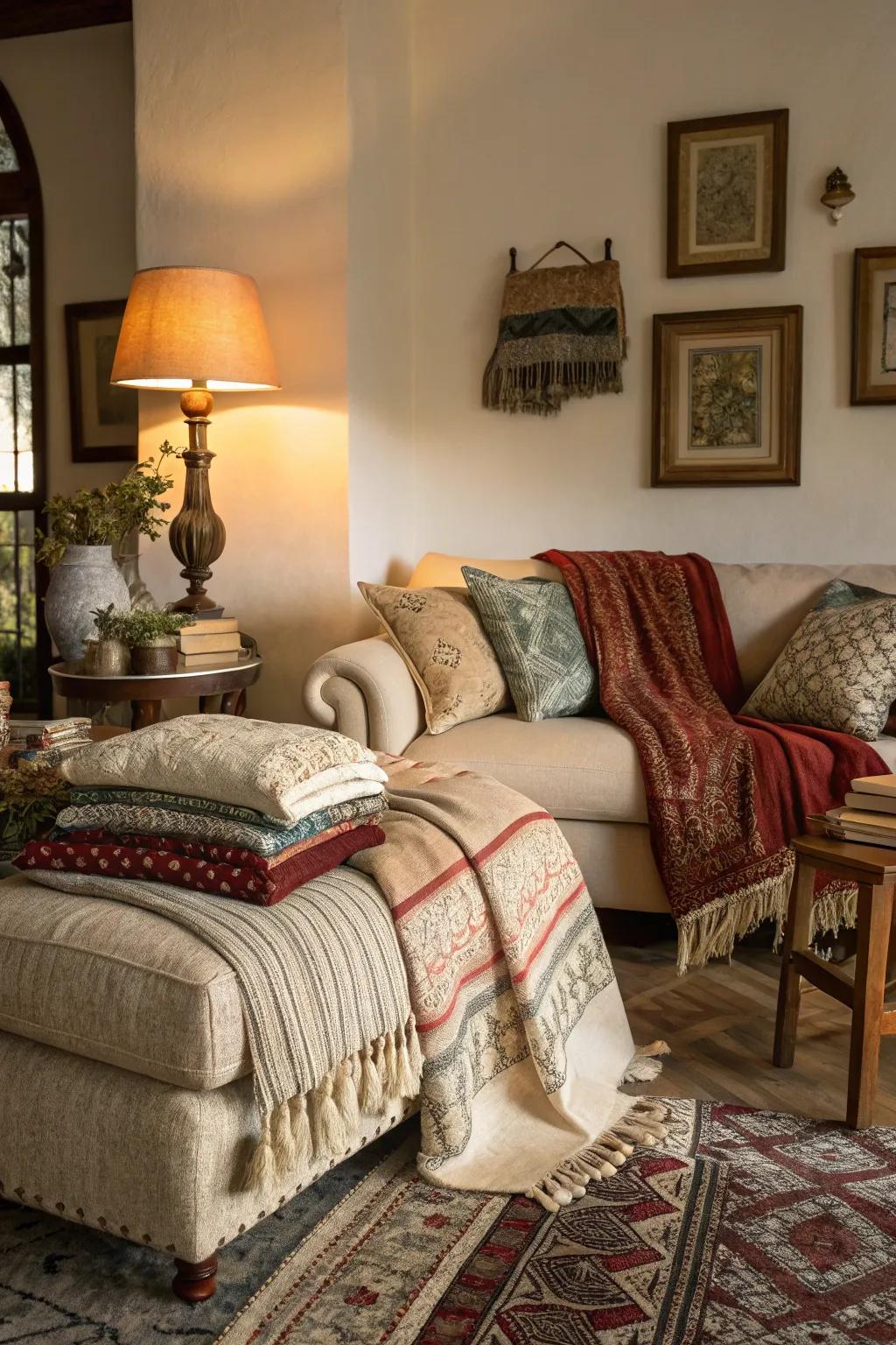 Layers add warmth to the room.