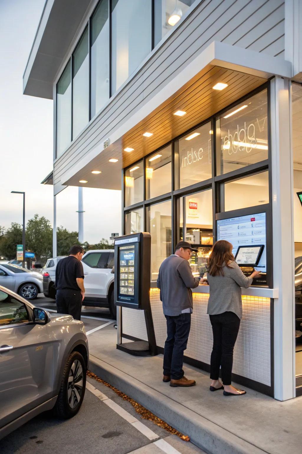 Drive-thru coffee shop featuring advanced up-to-date tech for smooth service.
