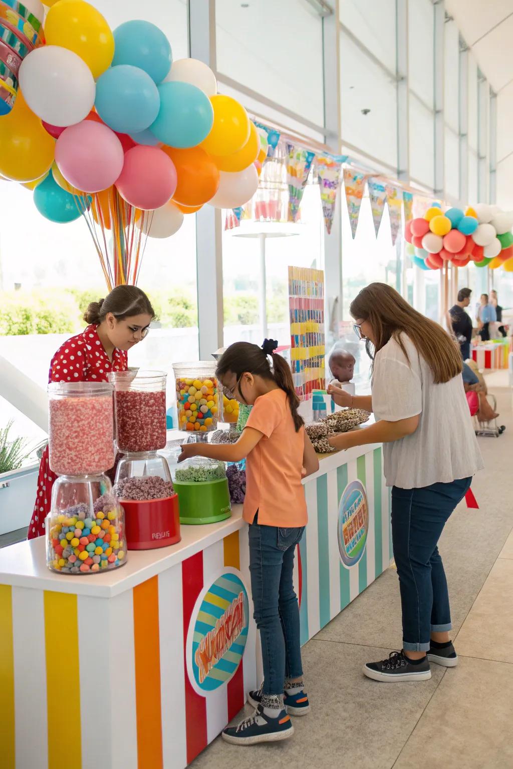 Guests enjoying an interactive sweet station.