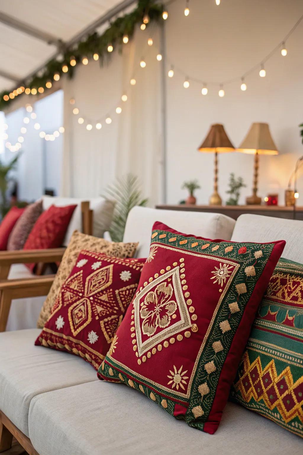 Transform your area through patterned cushions.