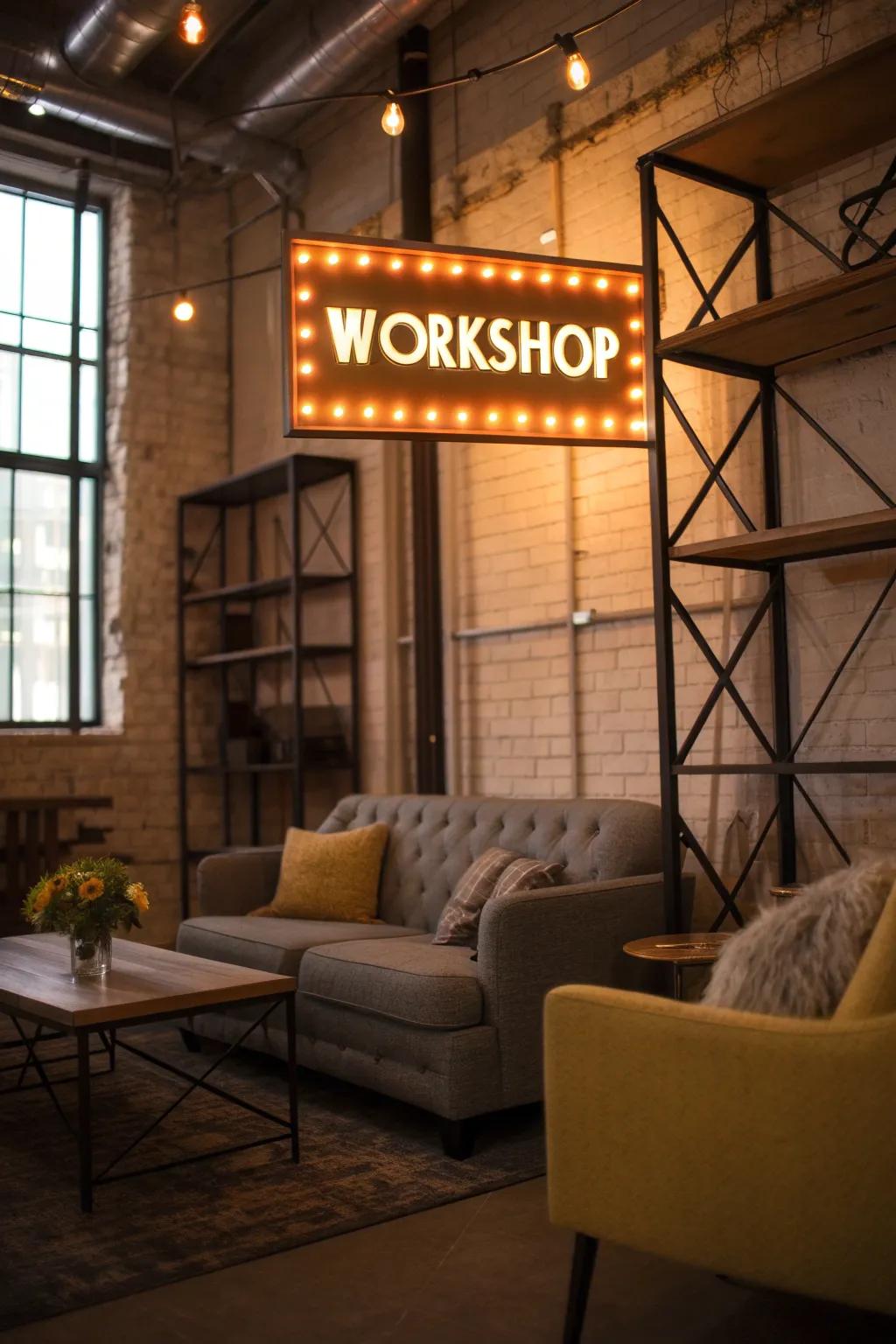 A cozy chamber spotlighting a factory backlit illumination brand.